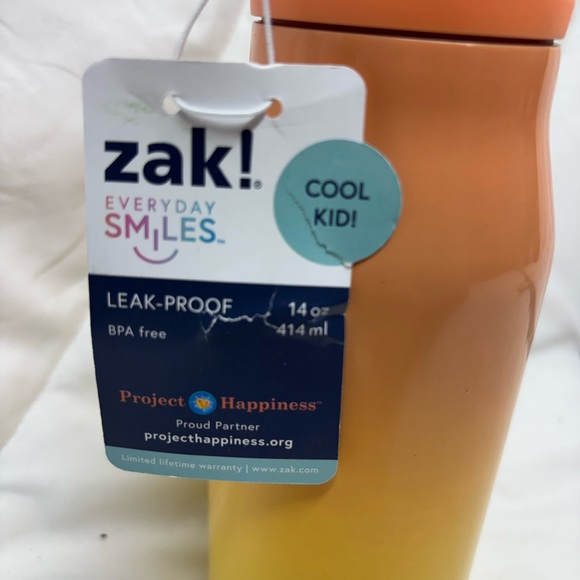 NWT Zak Designs 14 fl oz Double Walled Stainless Steel bottle yellow orange - Picture 2 of 4